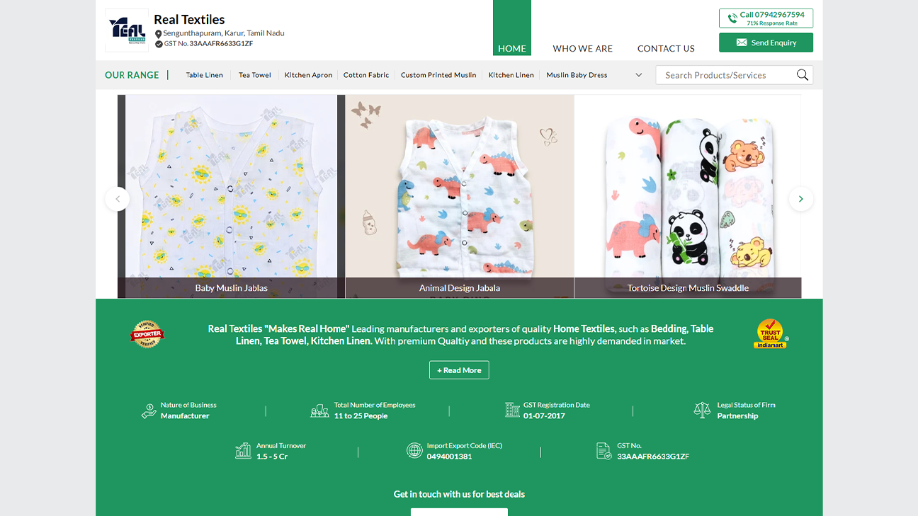 Real Textiles Website